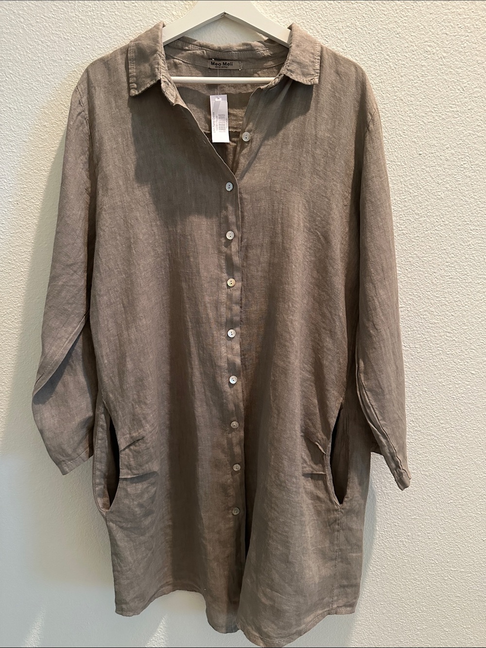 Nati Meo Meli Relaxed Taupe Linen Tunic Dress